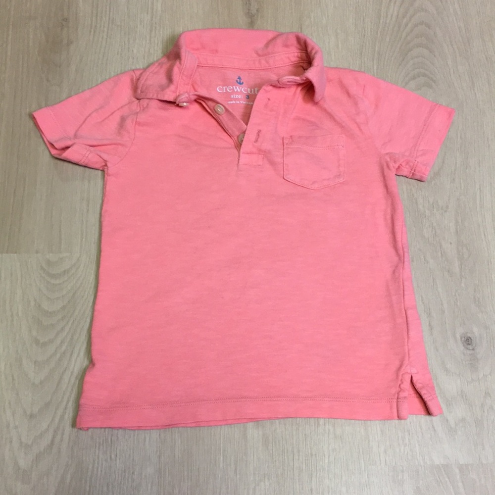 Crewcuts Little Boy’s Bright Coral Salmon Peach Pink Polo Shirt 3T